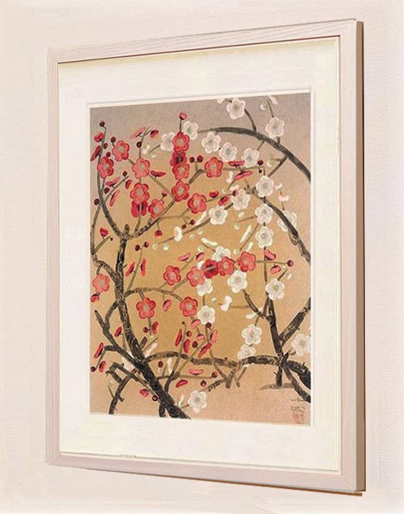 Amazon.co.jp: 絵画 日本画 中島千波 ・ 紅白梅 インテリア 梅